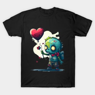 Cute Zombie Lost Heart Ballon or Sad Zombie and Balloon T-Shirt